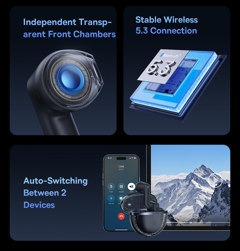 chube Tai nghe Bluetooth TWS Baseus Bowie E5x chất âm trung thực