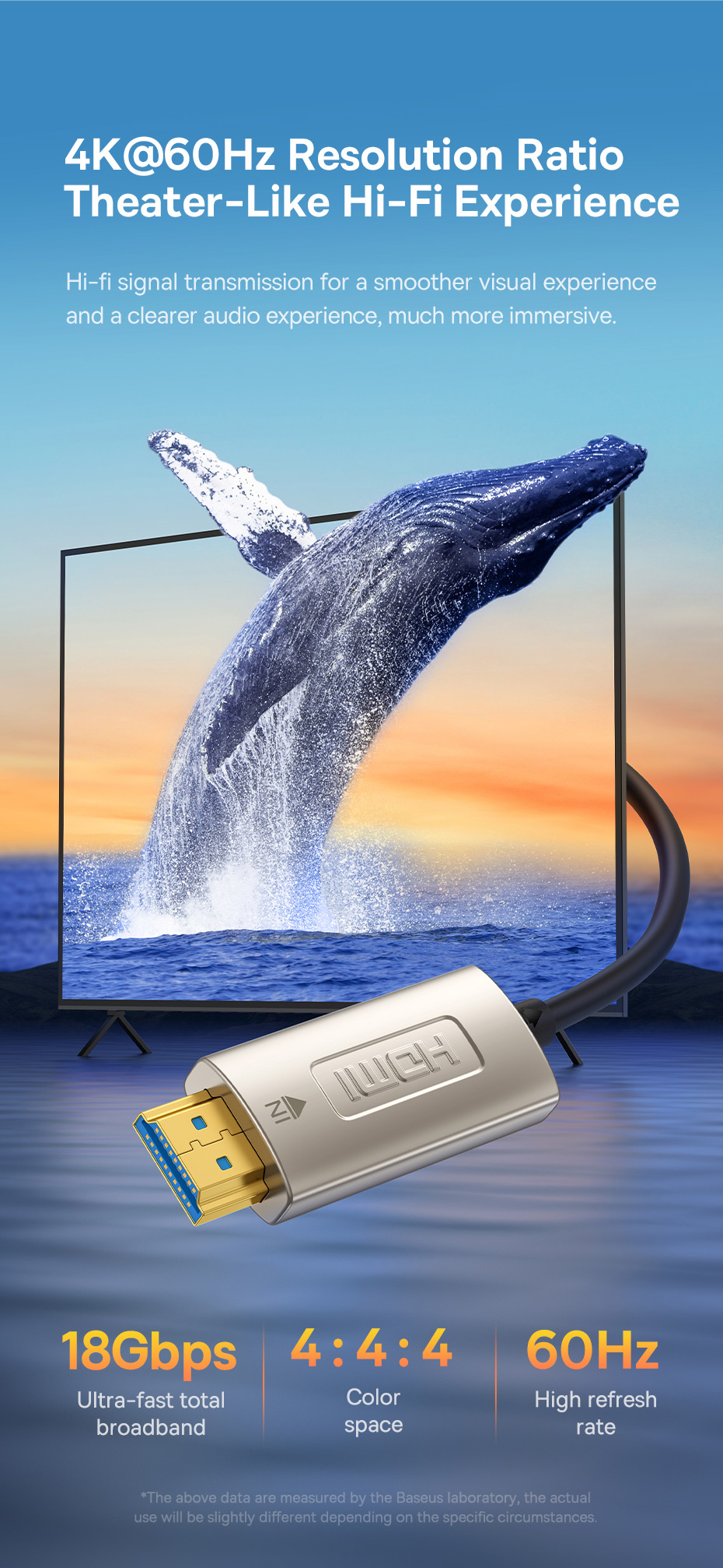 chube Cáp HDMI to HDMI sợi quang chuyên dụng Baseus High Definition Series Optic Fiber 4K/60Hz