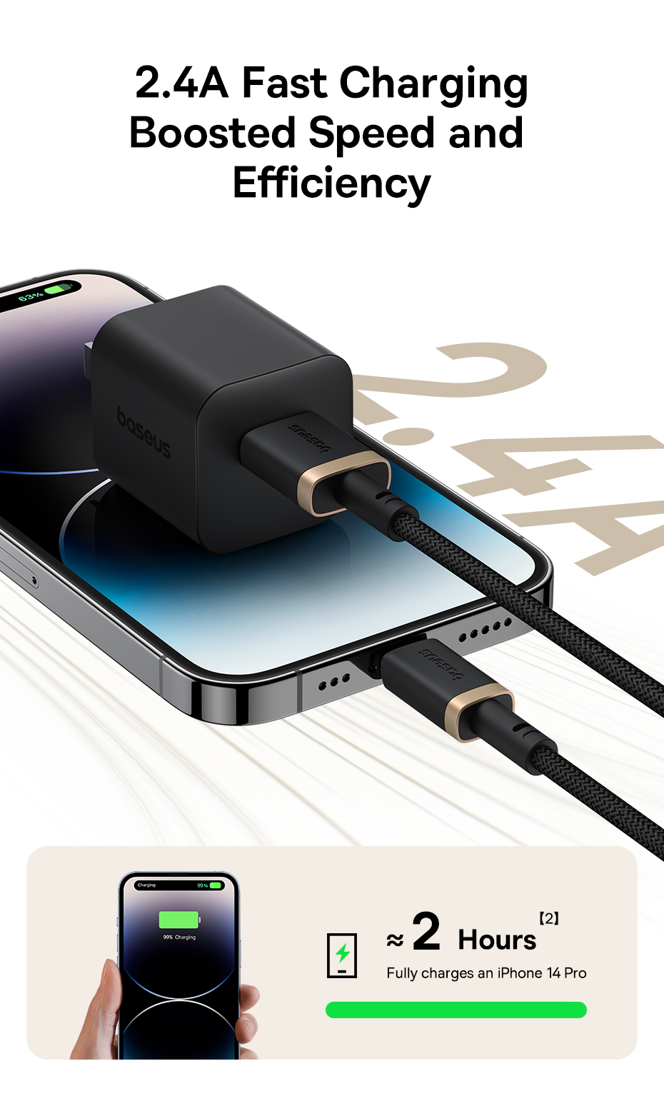 chube Cáp Sạc Nhanh Baseus Dura Series USB to Lightning 2.4A (480Mbps)