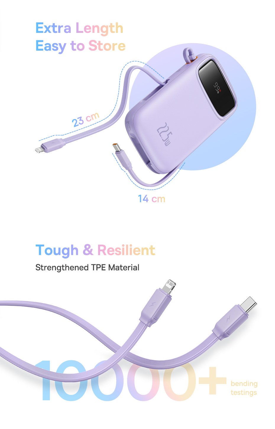 chube Pin Sạc Dự Phòng OS-Baseus Qpow2 kèm 2 cáp 30w 20.000mAh