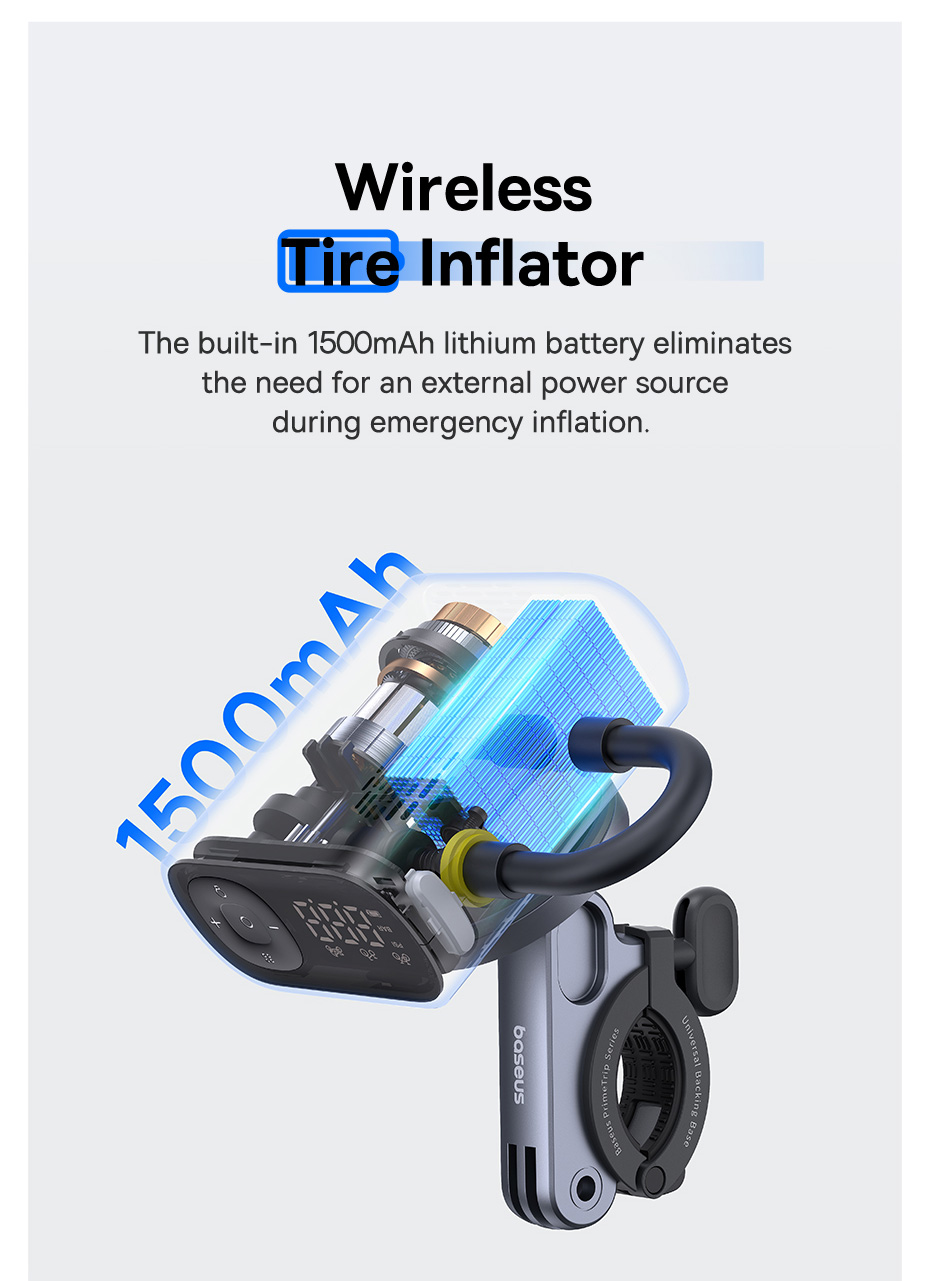 Bơm lốp xe đạp, xe máy Baseus PrimeTrip 45W 1750mAh: Thiết kế chi tiết và chất liệu sản phẩm
