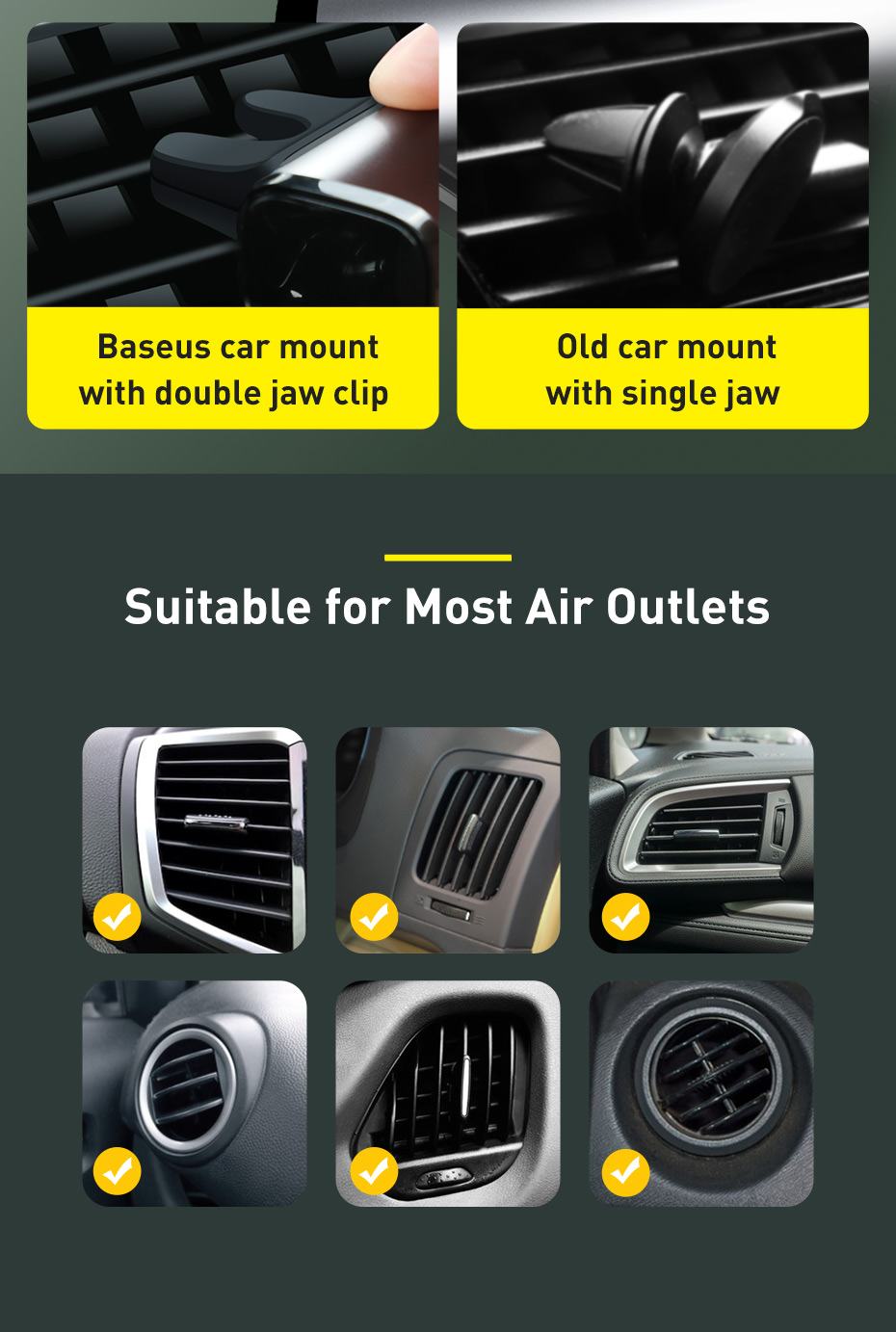 chube Bộ đế giữ điện thoại ô tô Baseus Steel Cannon Air Outlet