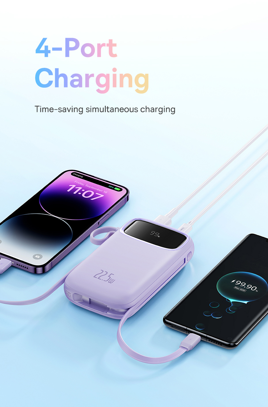 chube Pin Sạc Dự Phòng OS-Baseus Qpow2 kèm 2 cáp 30w 20.000mAh