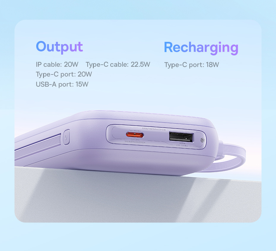 chube Pin Sạc Dự Phòng OS-Baseus Qpow2 kèm 2 cáp 30w 20.000mAh