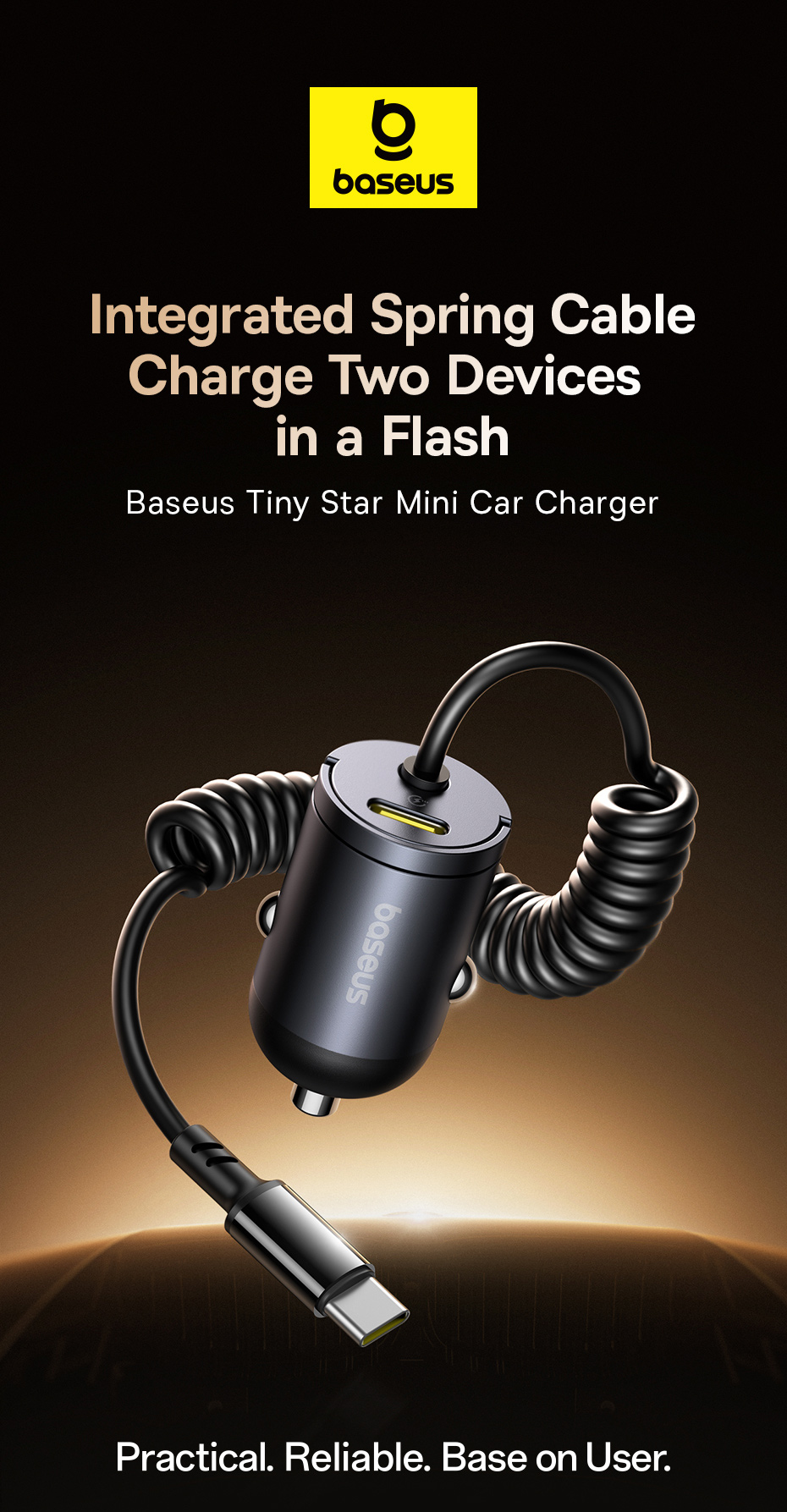 chube Tẩu sạc ô tô 30W Baseus Tiny Star Mini nhỏ gọn, bền bỉ