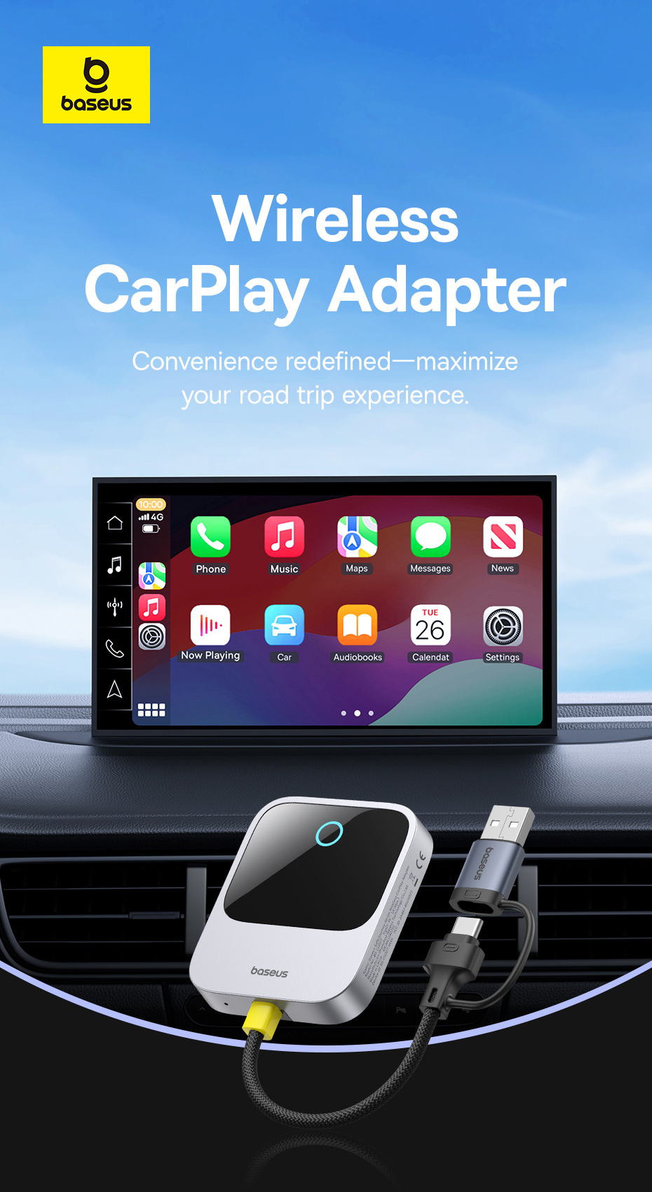 chube Carplay Không Dây dành cho xe hơi OS-Baseus SafeJourney