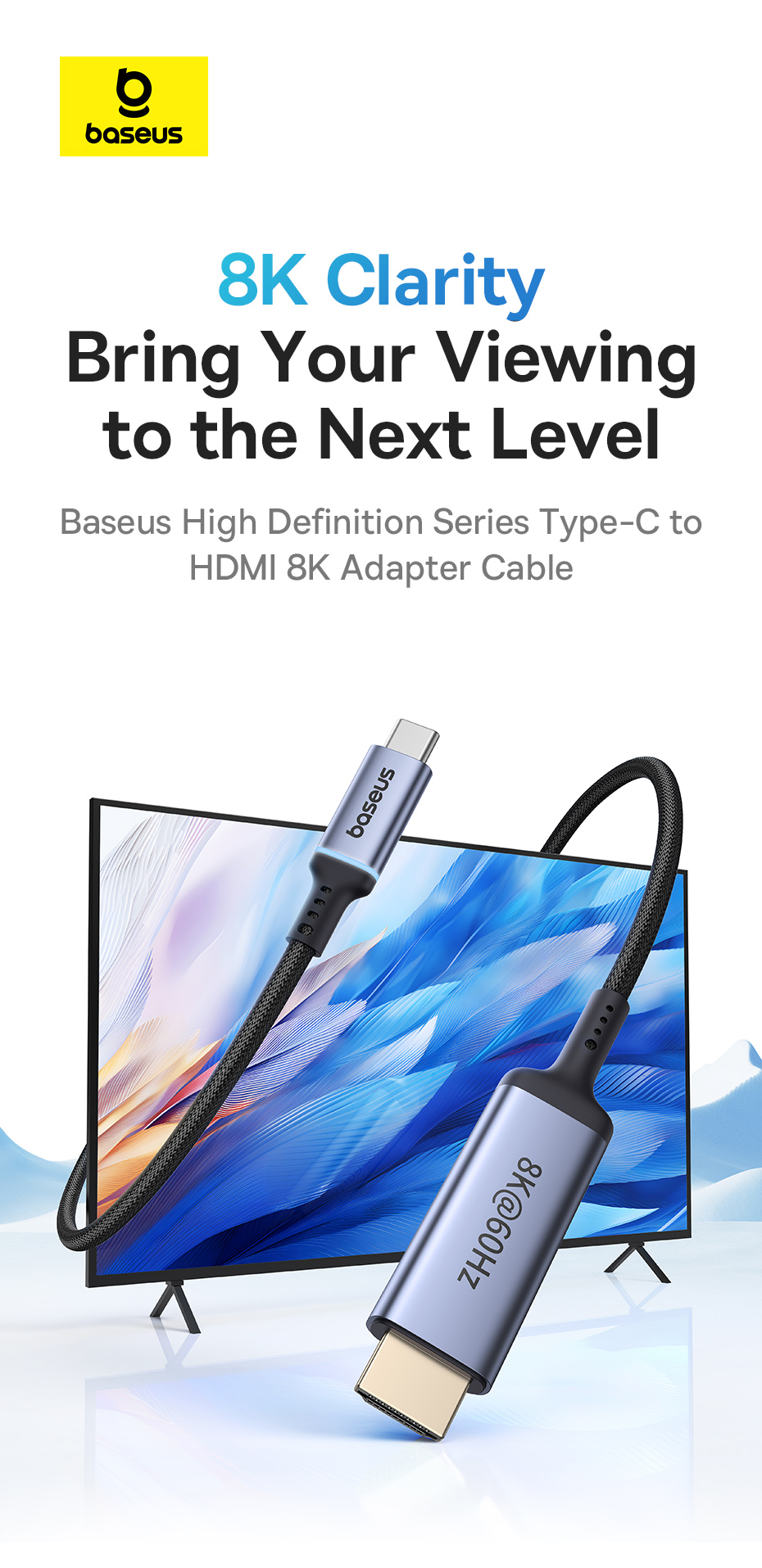 Cáp chuyển đổi Baseus High Definition Series Type-C sang HDMI 8K/60Hz