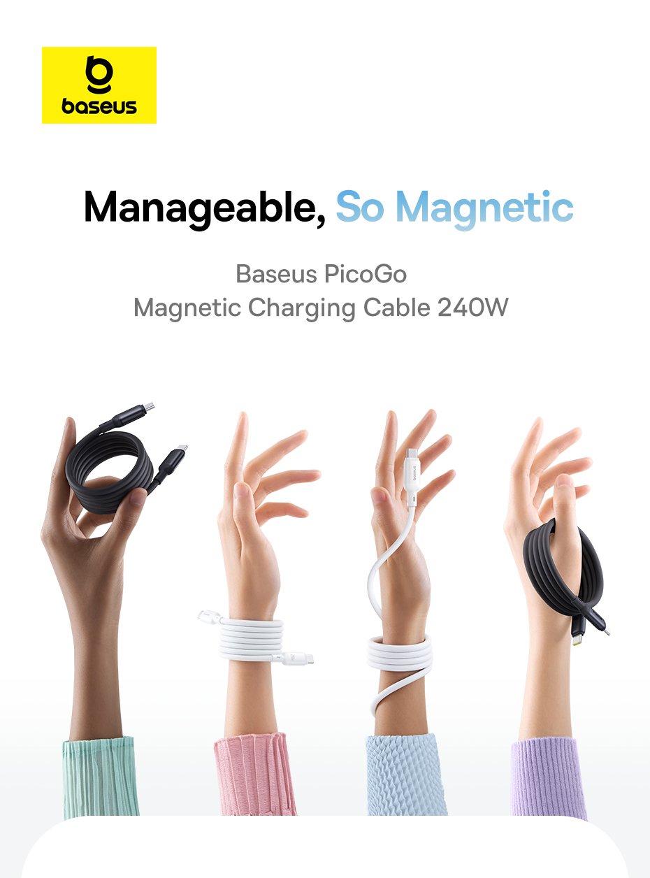 chube Cáp Nam Châm 240W Baseus PicoGo Liquid Silicone C to C