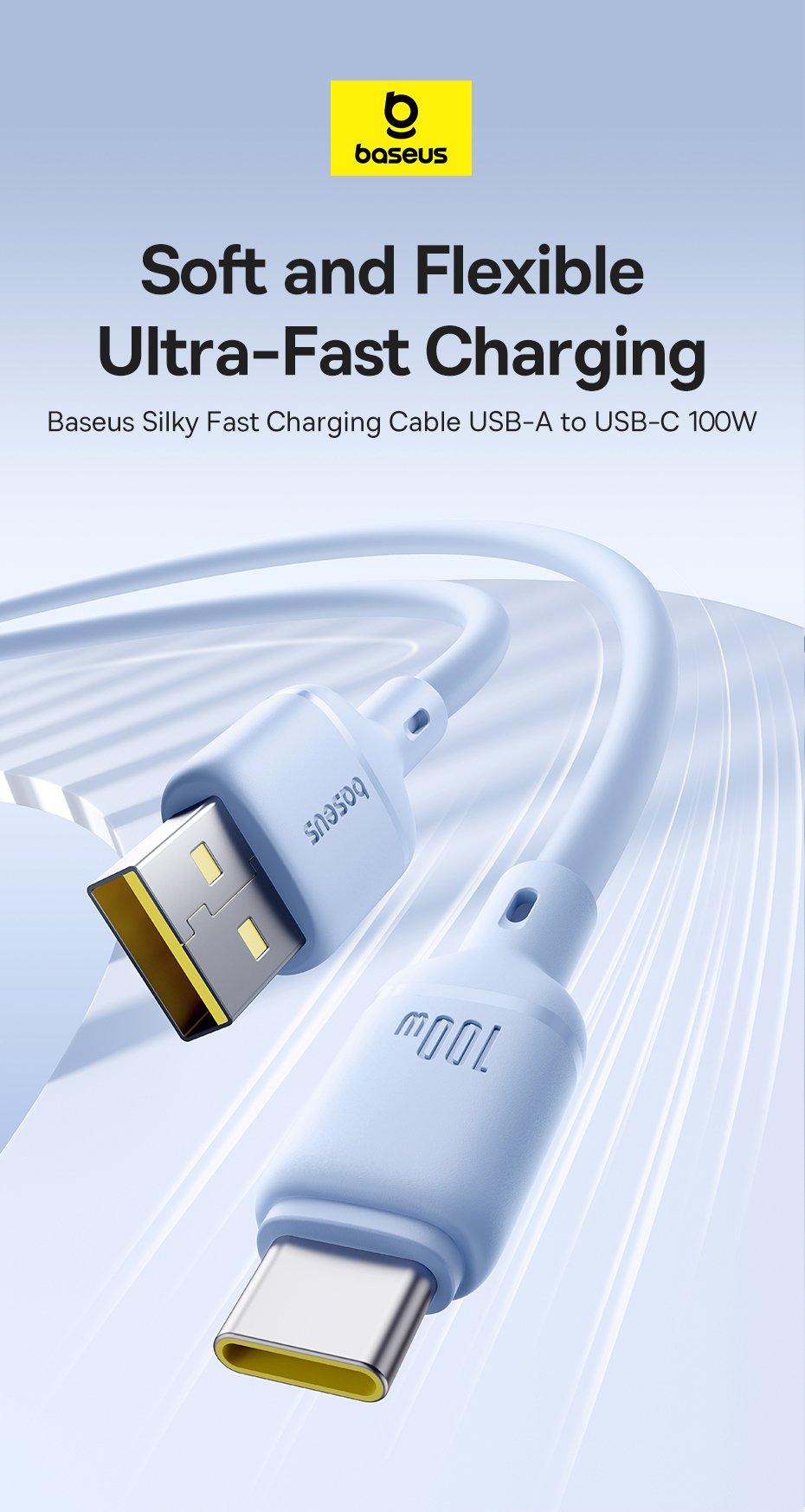 chube Cáp Sạc Nhanh Baseus Silky Series USB to Type-C 100W (480Mbps)