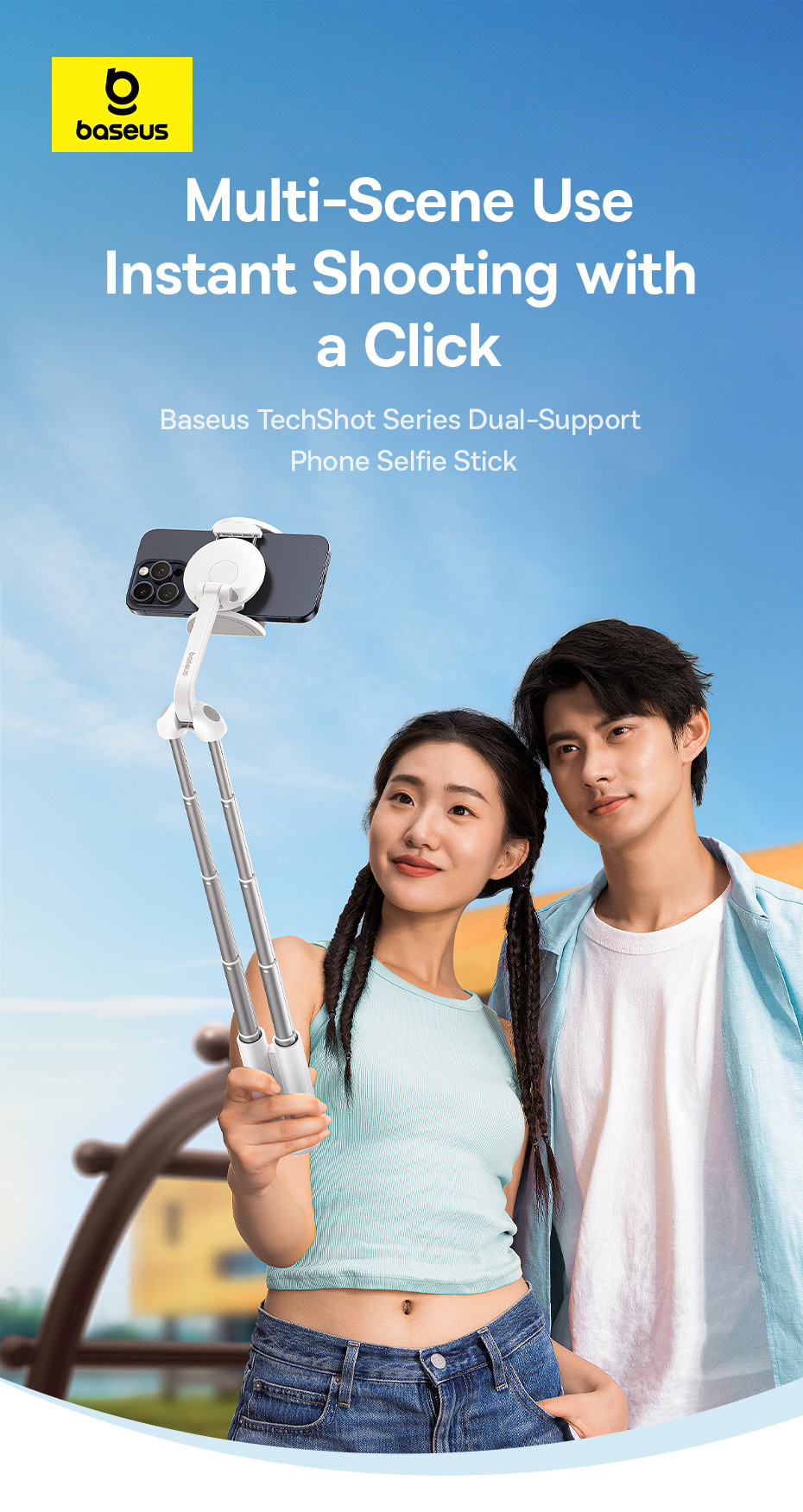 chube Gậy Selfie Từ Tính Baseus TechShot Series Dual-Support Phone