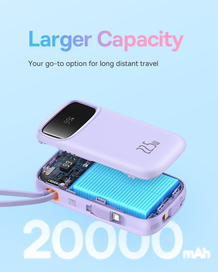 chube Pin Sạc Dự Phòng OS-Baseus Qpow2 kèm 2 cáp 30w 20.000mAh