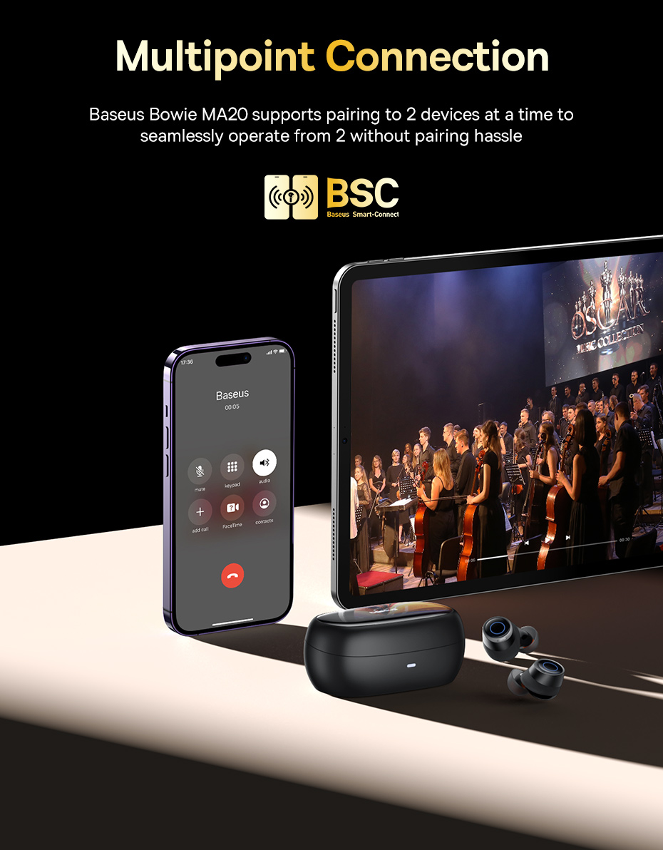 Tai nghe không dây Baseus Bowie MA20 TWS - Ảnh chụp các phụ kiện đi kèm tai nghe