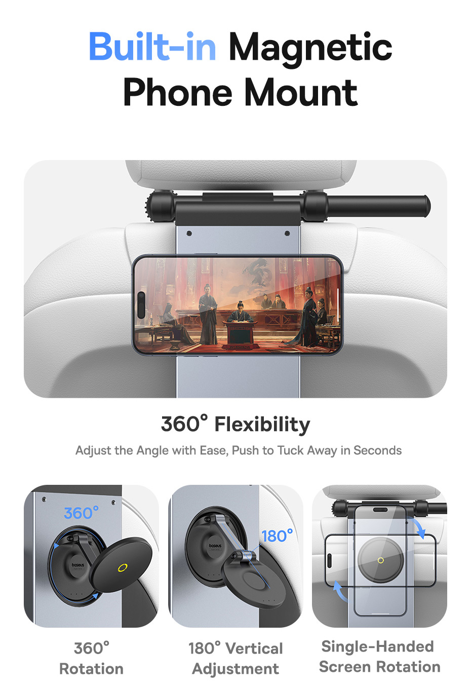 chube Bàn xếp gắn lưng ghế Baseus MagPro II Versatile Car đa năng