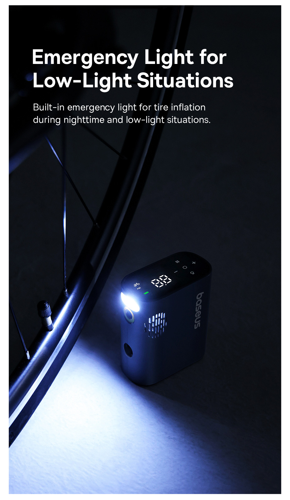 Bơm lốp xe đạp, xe máy Baseus PrimeTrip 45W 1750mAh: Các tình huống sử dụng và tính linh hoạt