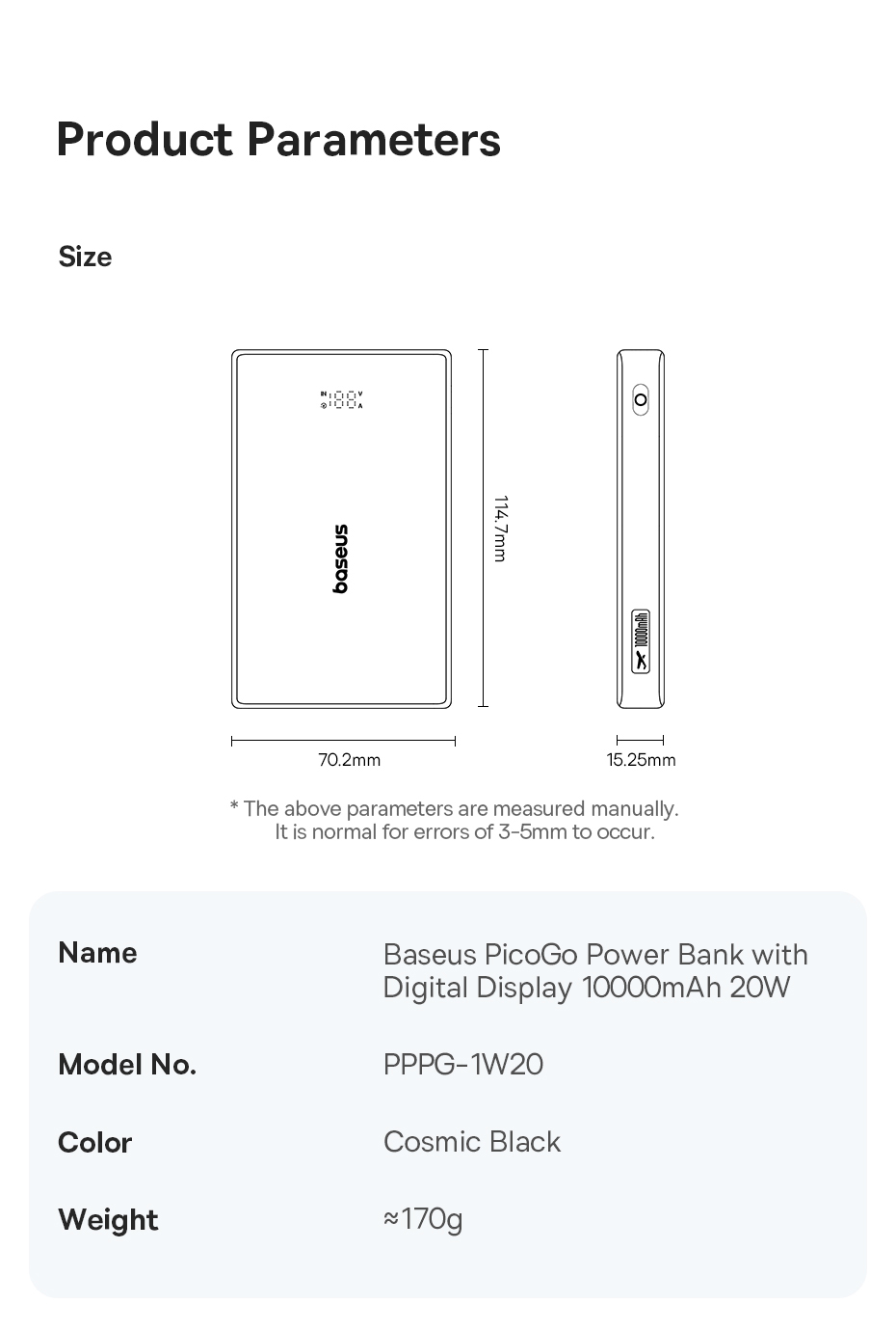chube Pin Dự Phòng Baseus PicoGo 10000mAh 20W
