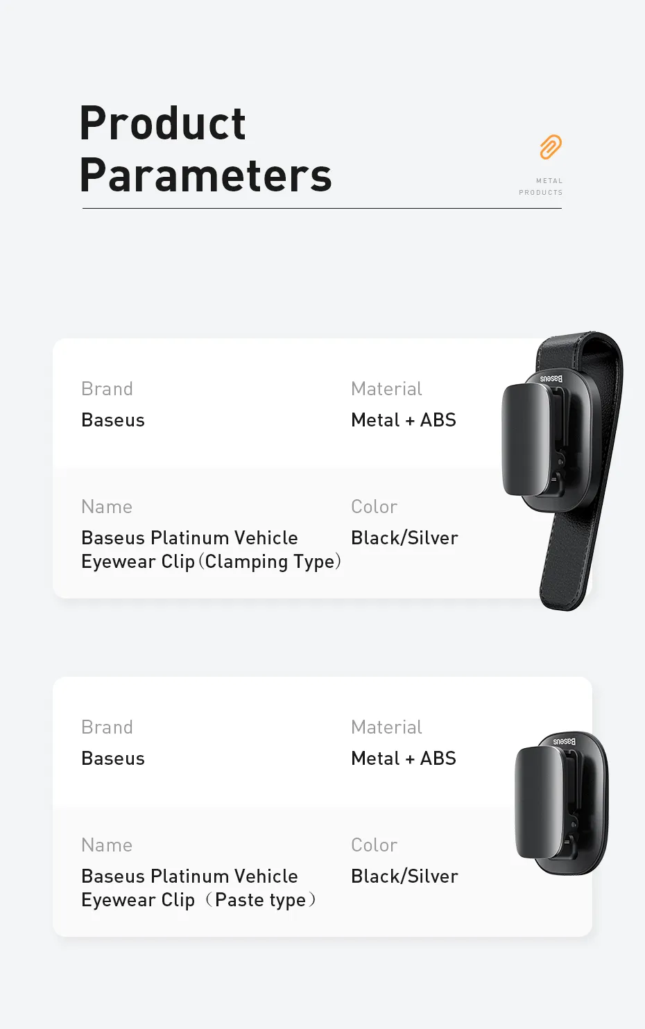 chube Kẹp treo đồ xe ô tô Baseus Platinum Vehicle eyewear clip
