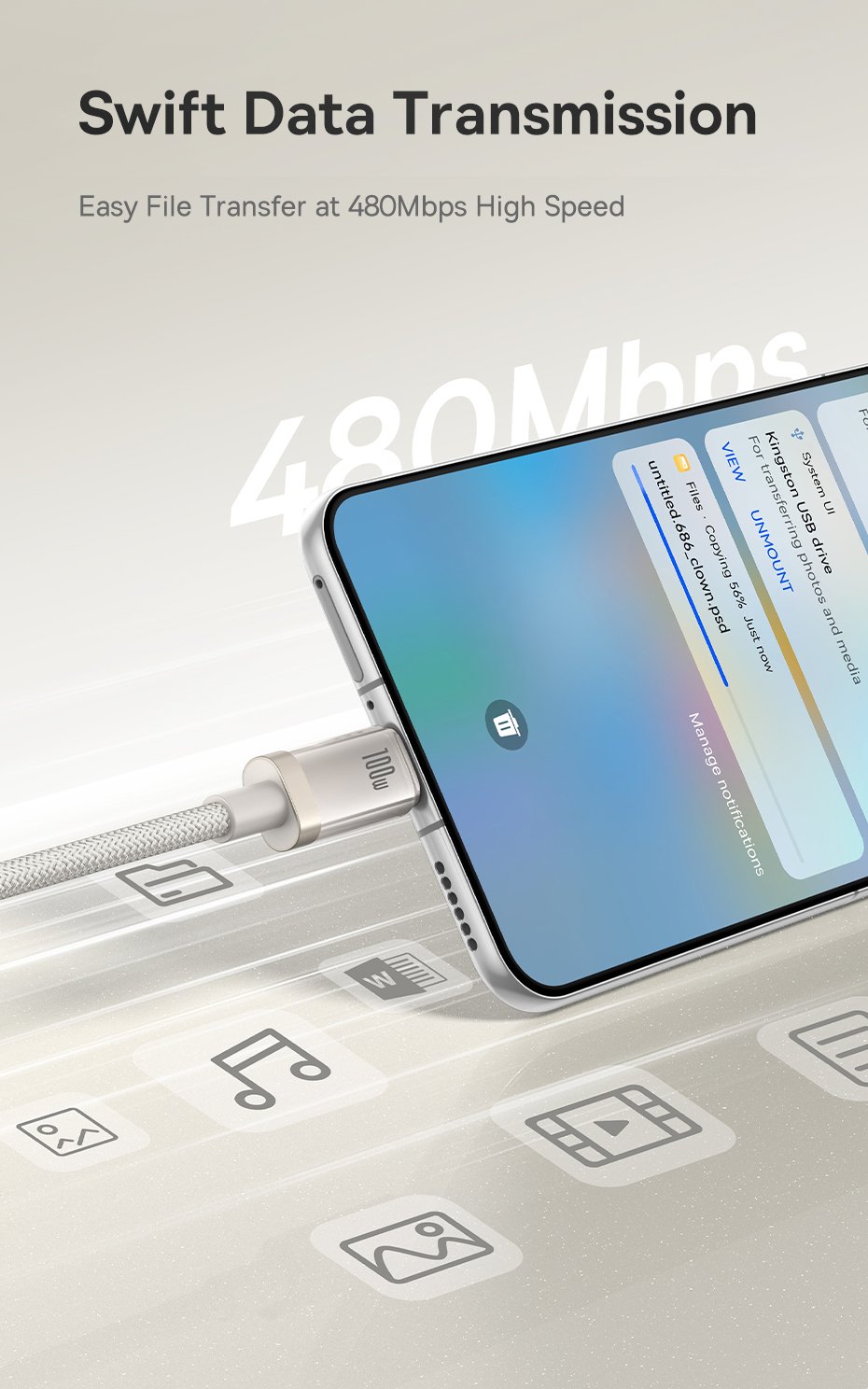 chube Cáp Sạc Nhanh USB to C Baseus Titanium Alloy 100W