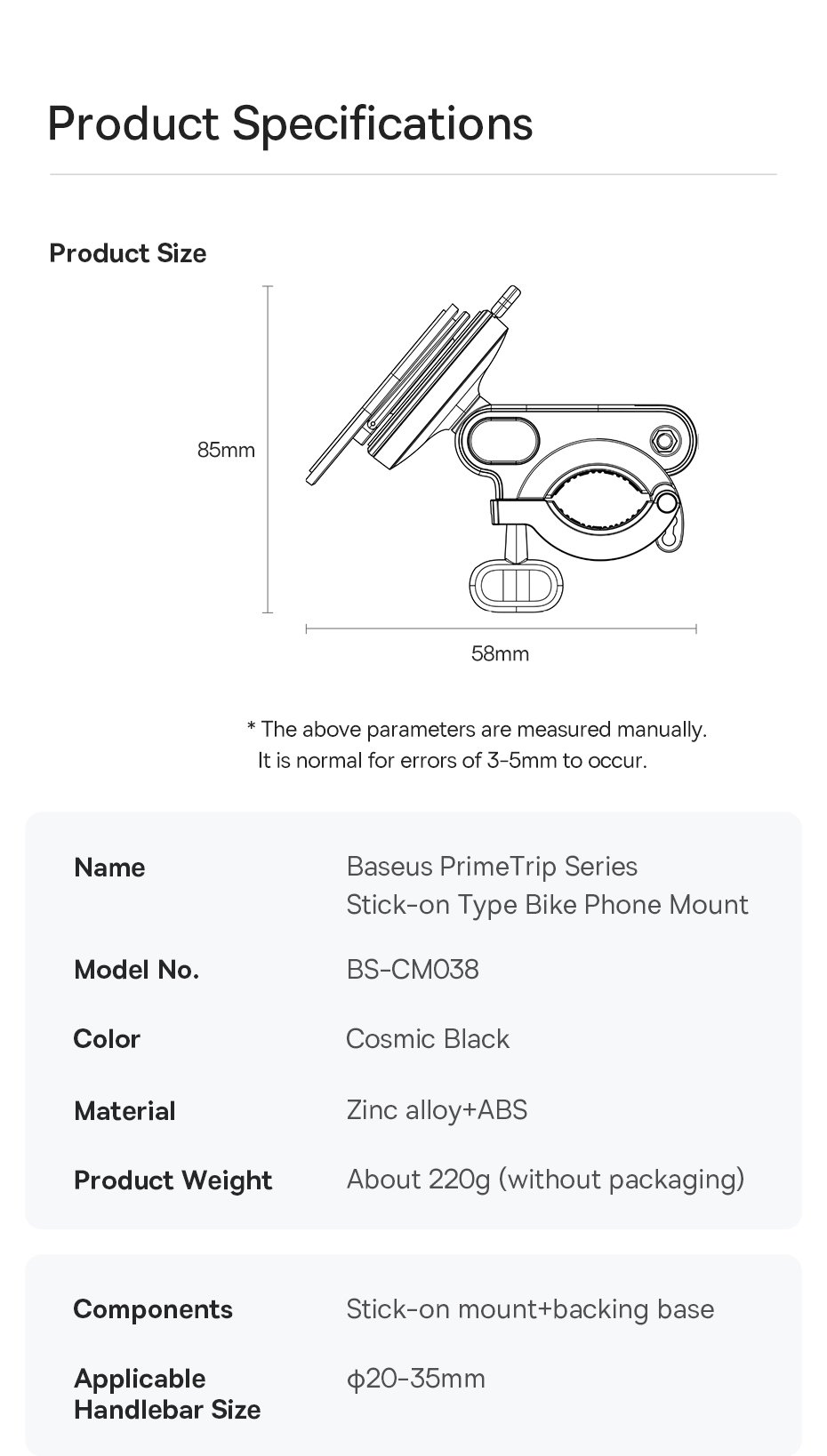 chube Đế Giữ Điện Thoại Xe Đạp Baseus PrimeTrip Series Stick-on