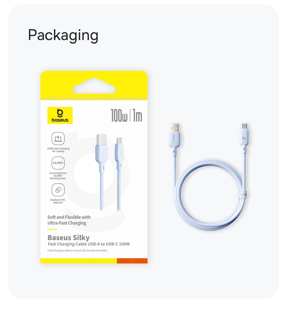 chube Cáp Sạc Nhanh Baseus Silky Series USB to Type-C 100W (480Mbps)