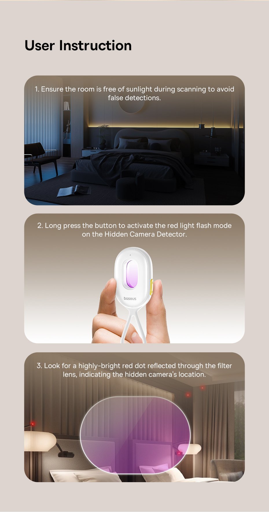 chube Máy Dò Hồng Ngoại Phát Hiện Camera Baseus Heyo II