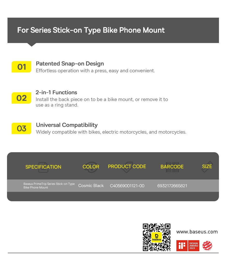 chube Đế Giữ Điện Thoại Xe Đạp Baseus PrimeTrip Series Stick-on