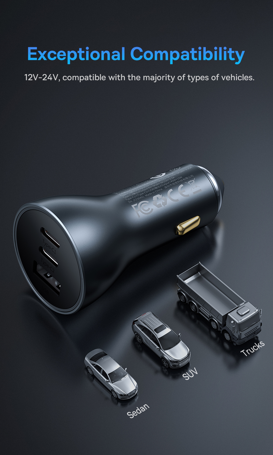 chube Bộ sạc ô tô sạc nhanh Baseus Golden Contactor Pro GaN U+2C 65W