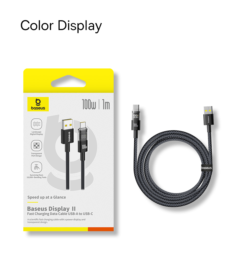 chube Cáp Sạc Nhanh USB to Type-C Baseus Display 2 100W