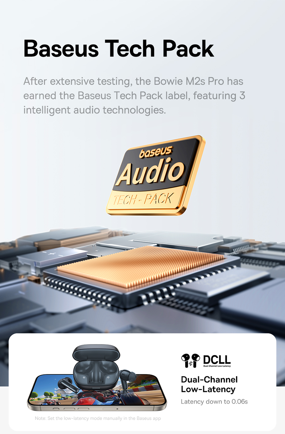 chube Tai nghe Bluetooth Baseus Bowie M2s Pro True Wireless chống ồn