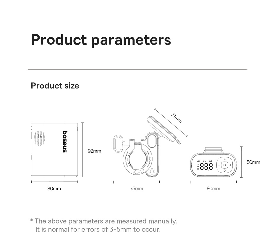 Bơm lốp xe đạp, xe máy Baseus PrimeTrip 45W 1750mAh: Khả năng bơm nhiều loại lốp khác nhau, từ xe đạp, xe máy đến ô tô cỡ nhỏ