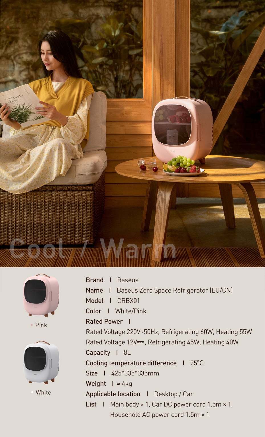 Tủ lạnh mini Baseus Zero Space 8L Hai Chế Độ Làm Nóng và Lạnh