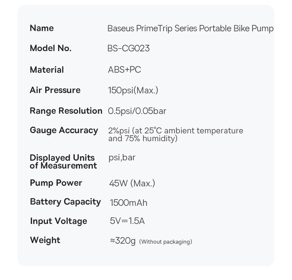 Bơm lốp xe đạp, xe máy Baseus PrimeTrip 45W 1750mAh: Chi tiết cổng sạc Type-C tiện lợi và thời lượng pin 1750mAh