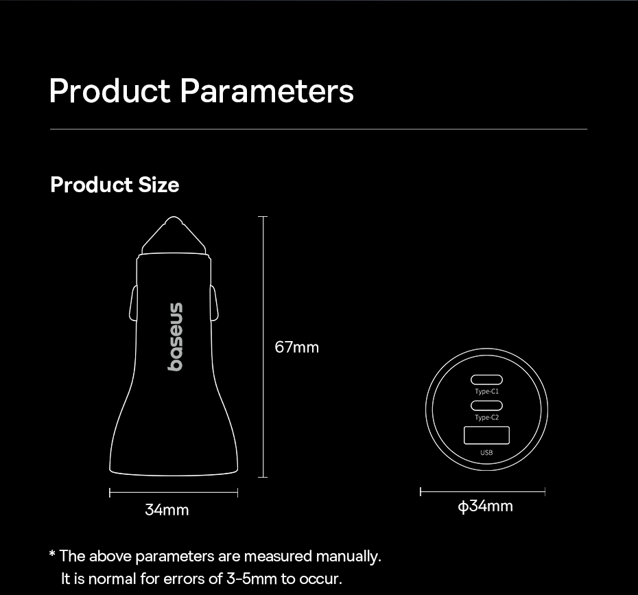 chube Bộ sạc ô tô sạc nhanh Baseus Golden Contactor Pro GaN U+2C 65W