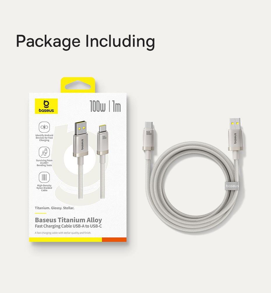 chube Cáp Sạc Nhanh USB to C Baseus Titanium Alloy 100W