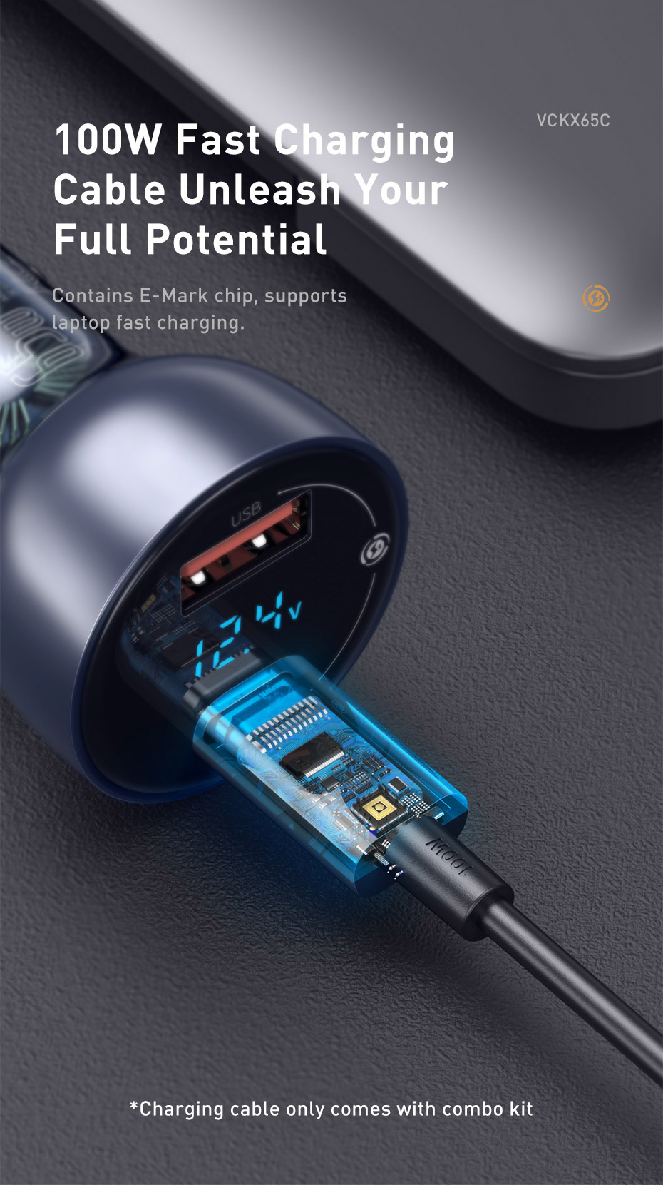 chube Tẩu sạc nhanh công suất cao 65W Baseus LV799