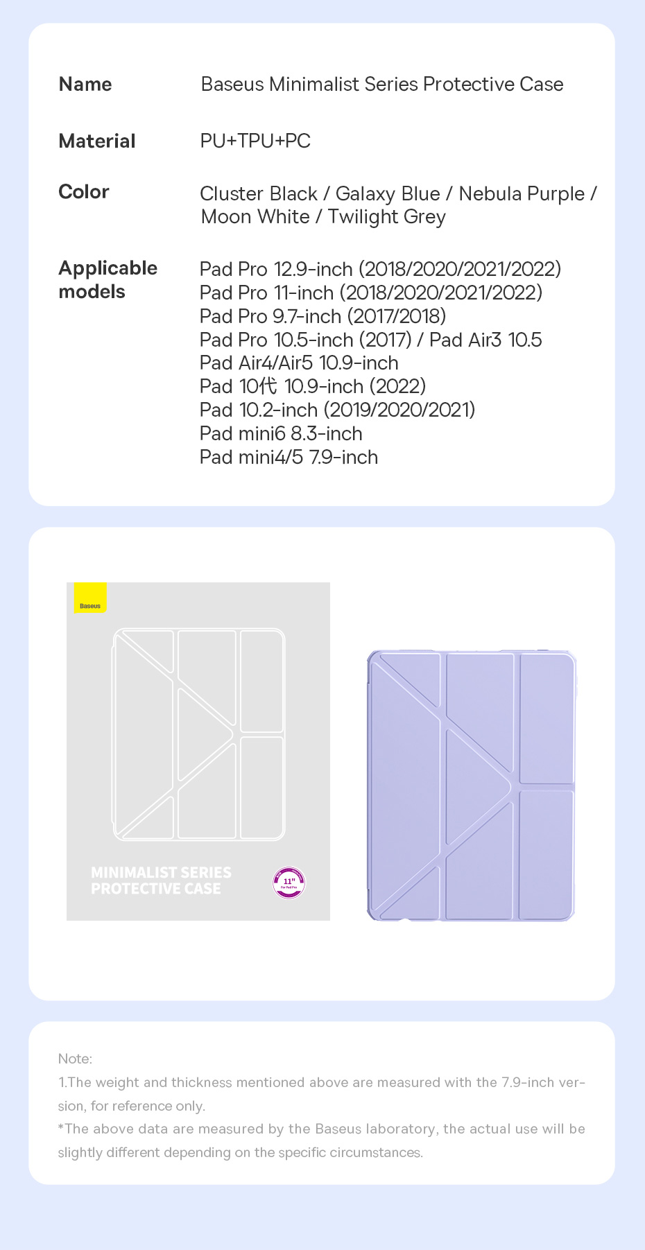 Bao da iPad Baseus Minimalist phiên bản màu tím chube.vn