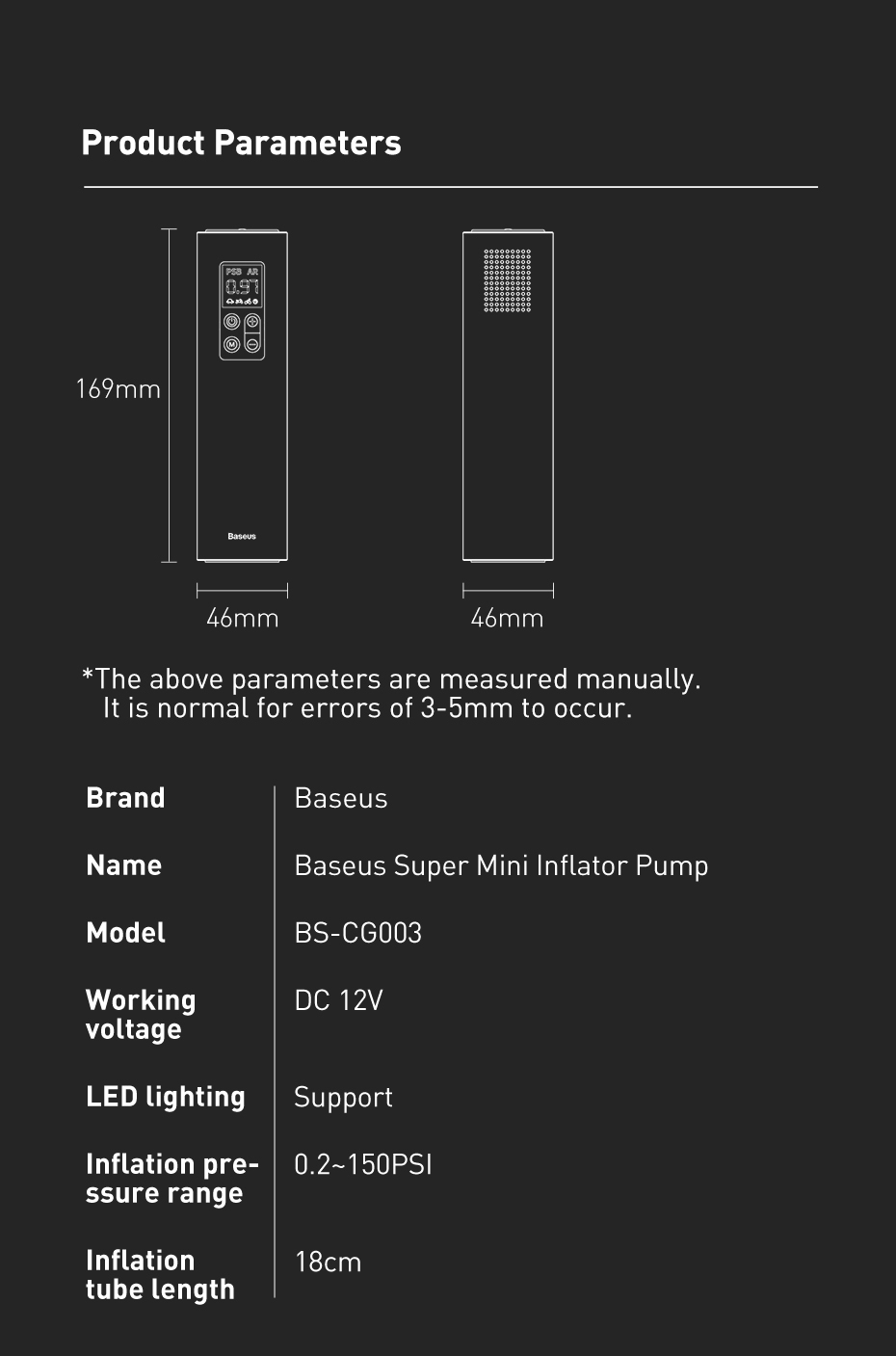 Máy bơm lốp xe thế hệ mới Baseus Super Mini Inflator Pump phụ kiện đi kèm