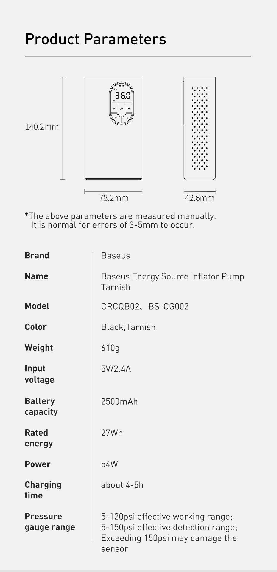 Máy bơm lốp xe Baseus Energy Source Inflator Pump - Bảo hành chính hãng