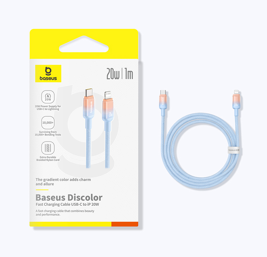chube Cáp Sạc Nhanh C to Lightning Baseus Discolor Series 20W