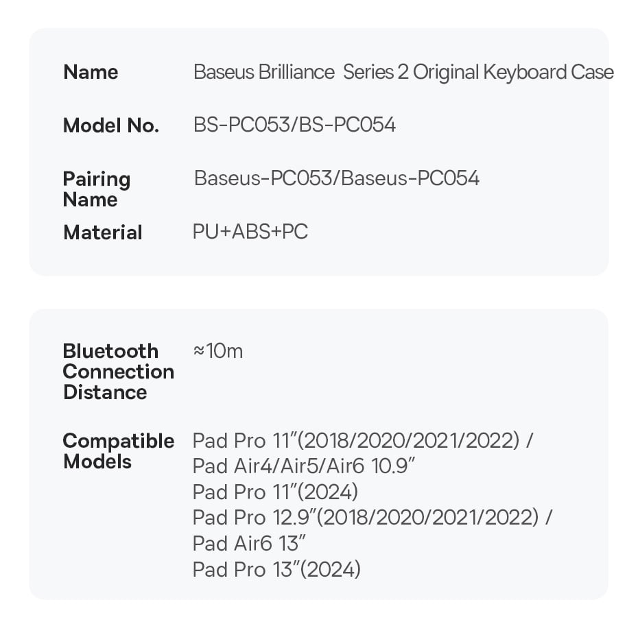 chube Bàn phím kèm bao da nam châm Baseus Brilliance Series 2 cho iPad