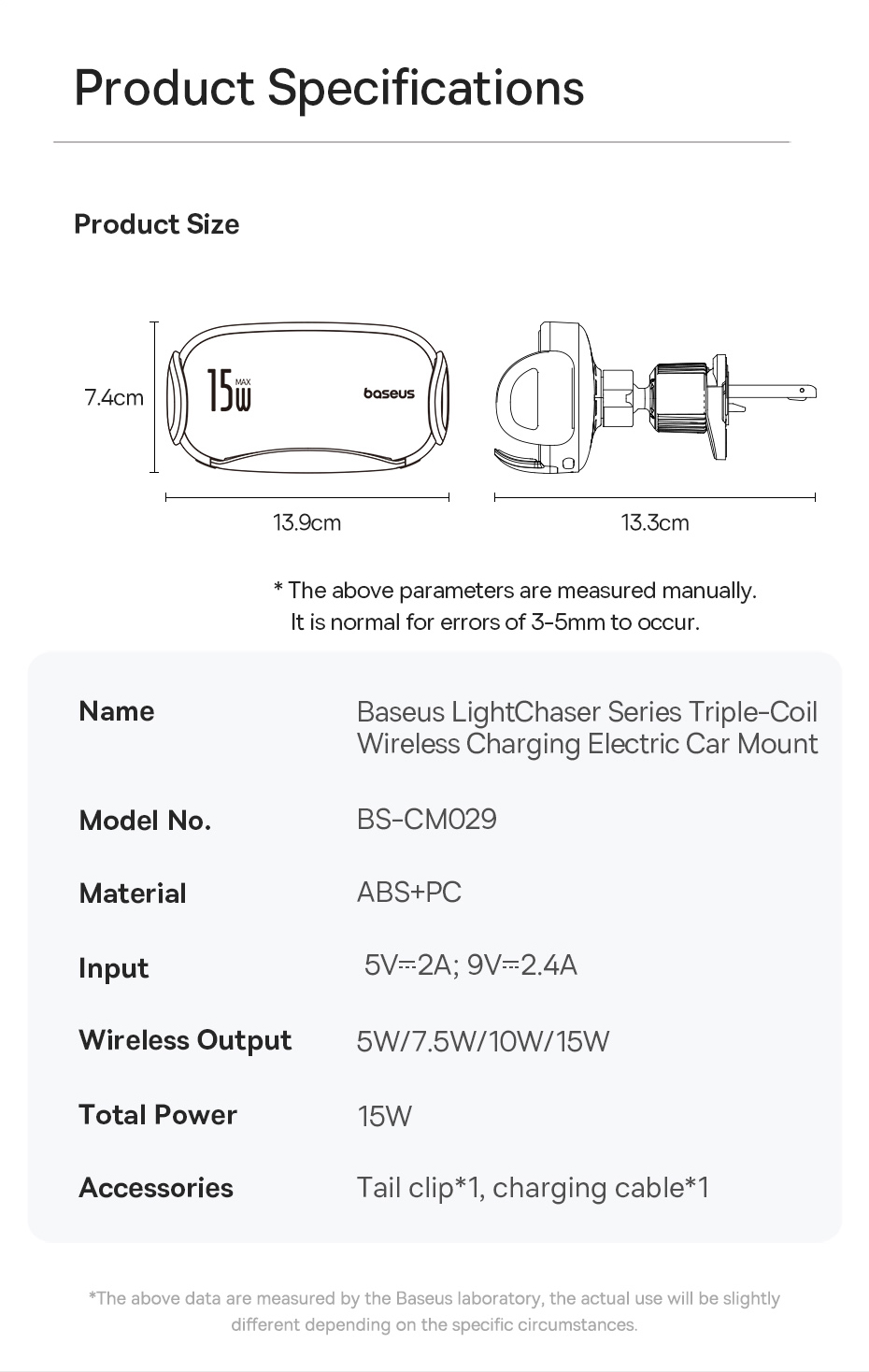 chube Giá đỡ sạc không dây 15W Baseus Lightchaser Series Triple-Coil