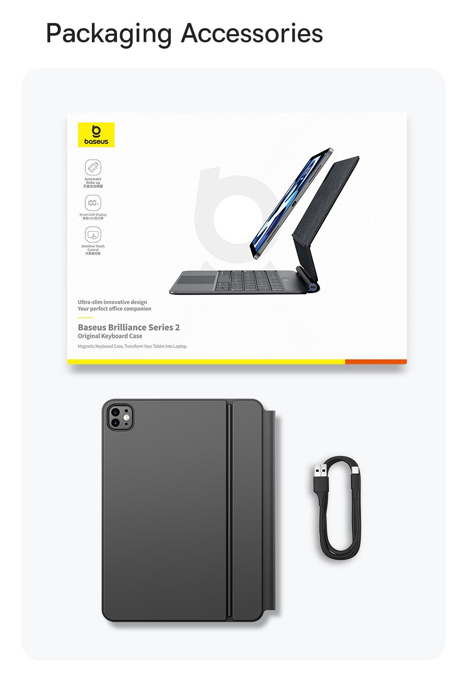 chube Bàn phím kèm bao da nam châm Baseus Brilliance Series 2 cho iPad