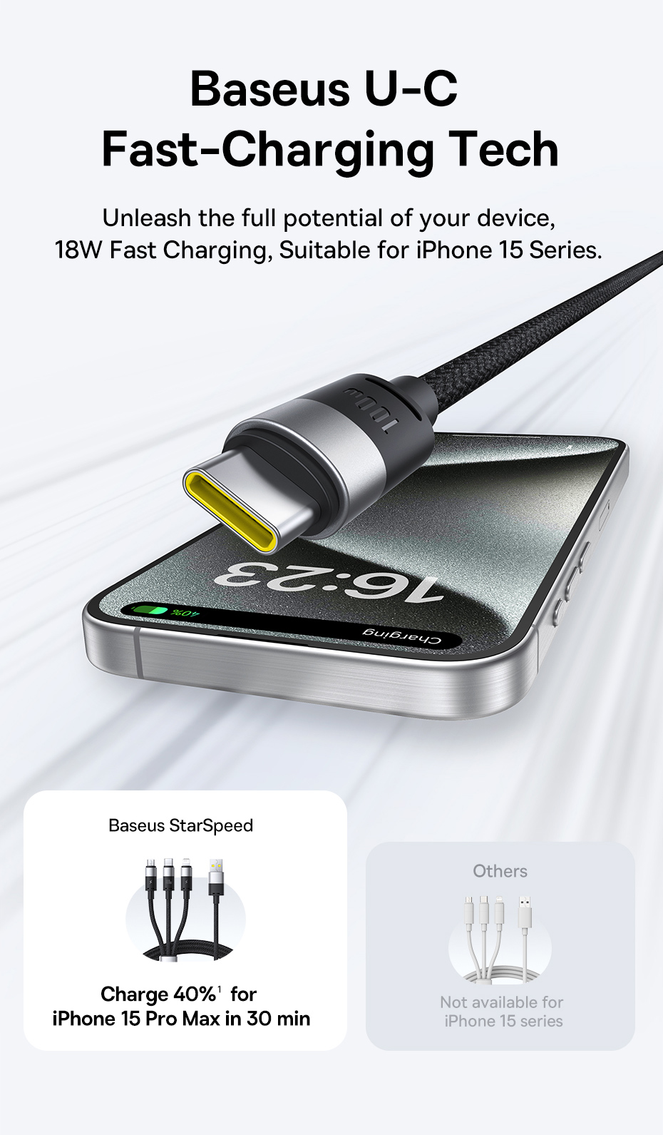 chube Cáp Sạc Baseus StarSpeed 1-for-3 100W/2.4A/18W USB to C+L+M