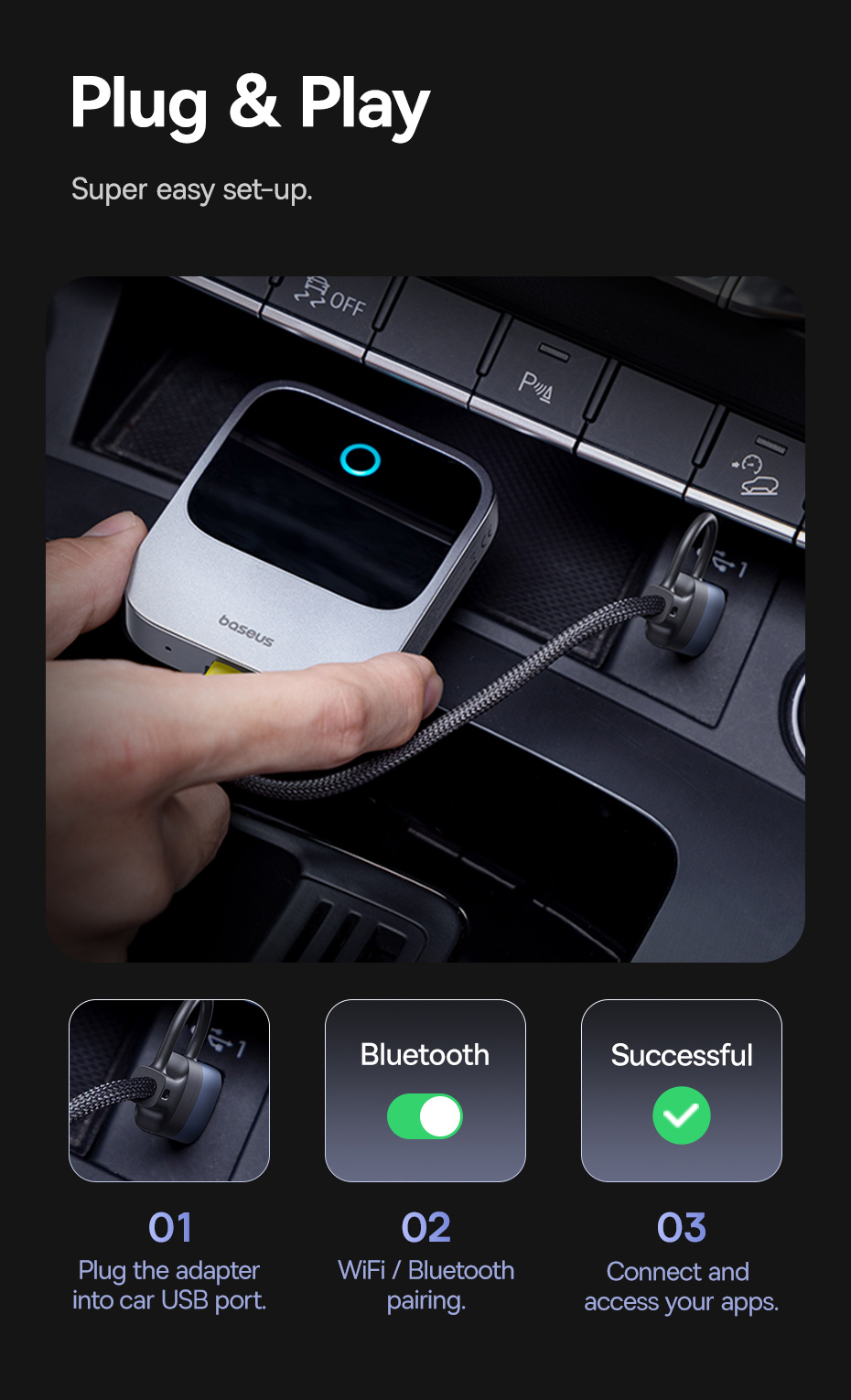chube Carplay Không Dây dành cho xe hơi OS-Baseus SafeJourney