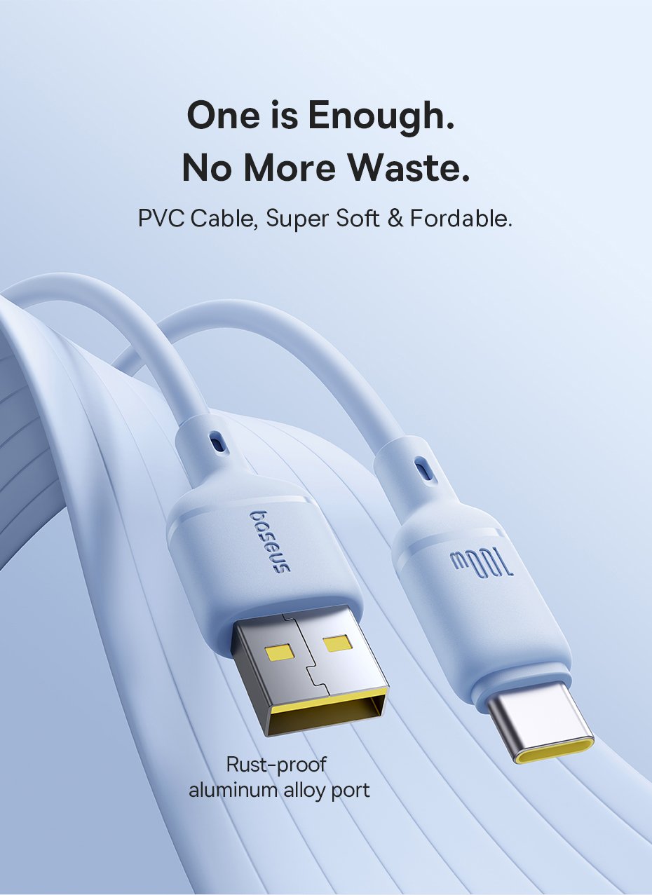 chube Cáp Sạc Nhanh Baseus Silky Series USB to Type-C 100W (480Mbps)