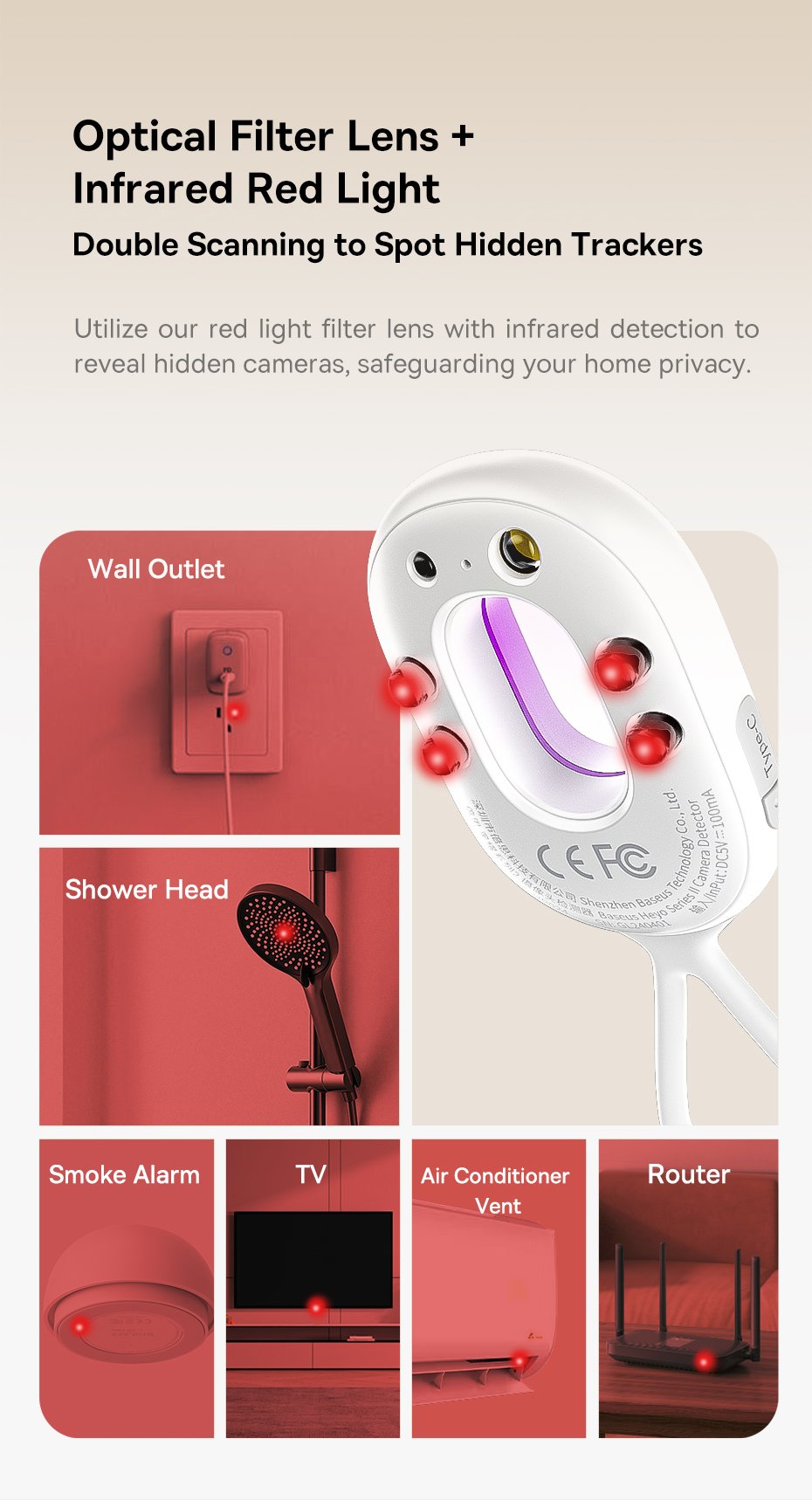 chube Máy Dò Hồng Ngoại Phát Hiện Camera Baseus Heyo II