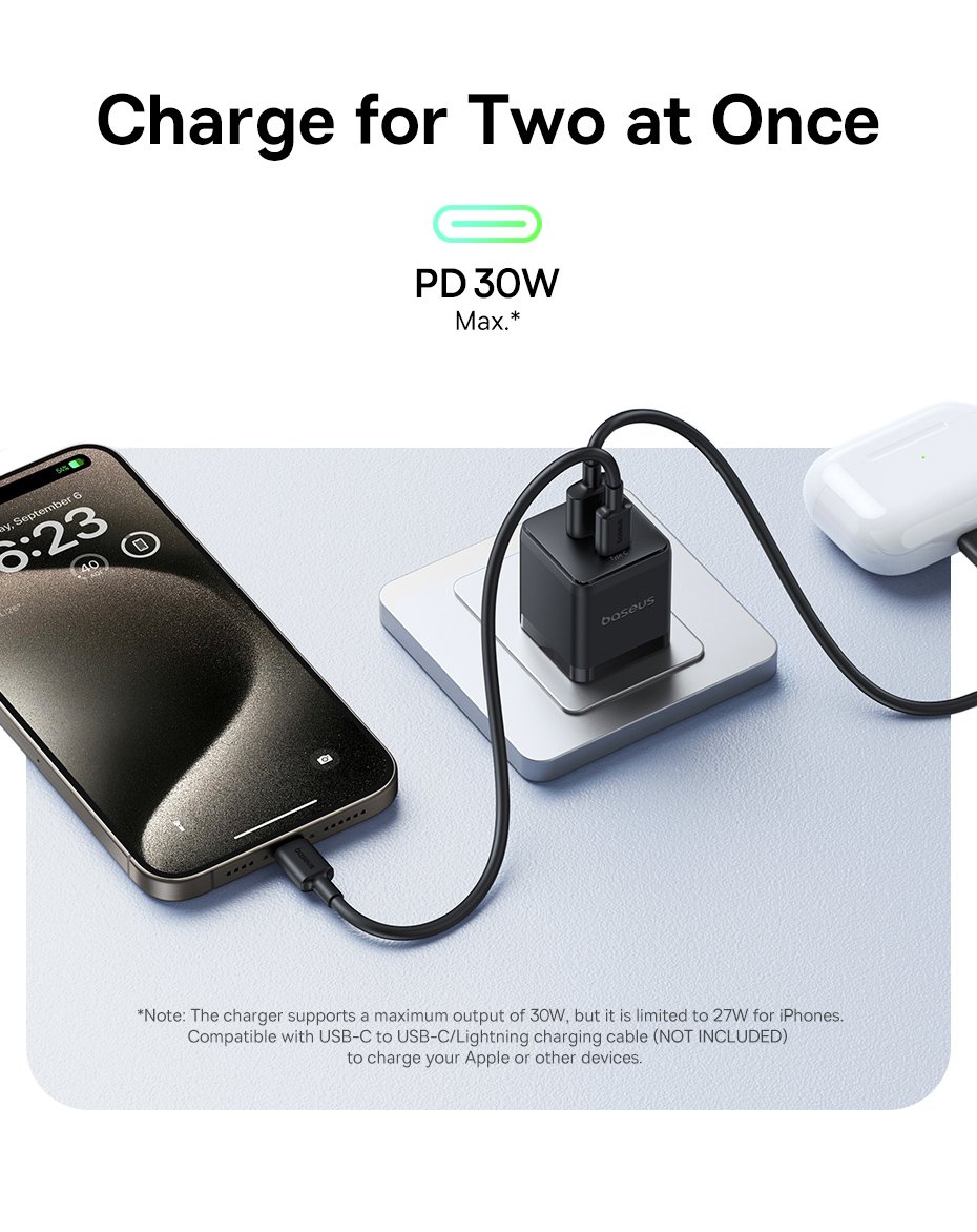 chube Combo Sạc Nhanh Baseus Palm C+U 30W
