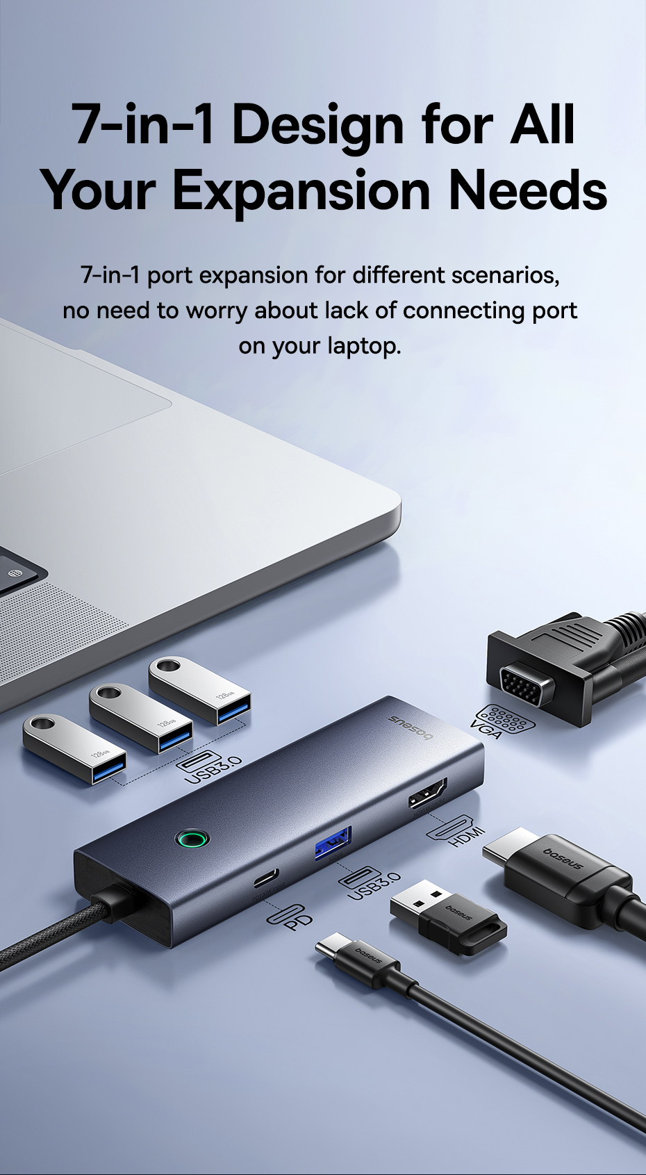 chube Hub Mở Rộng Kết Nối Baseus UltraJoy Series HUB Docking Station