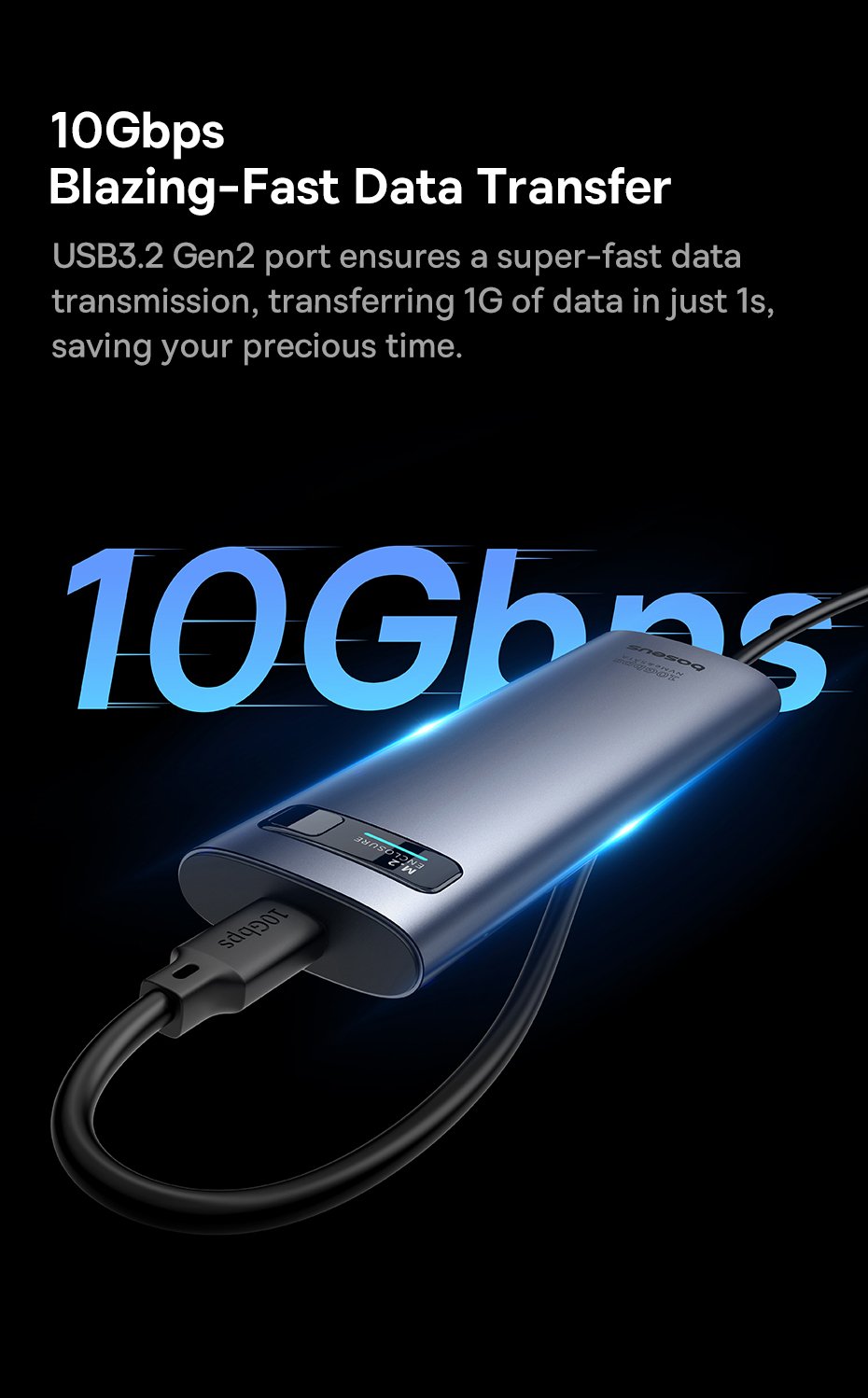chube Box ổ cứng SSD M.2 + SATA Baseus FlyJoy Type-C 3.2 Gen2 (Phiên bản mới)