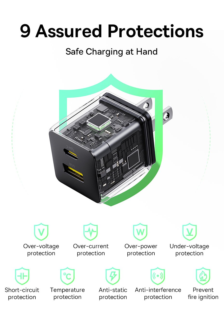 chube Combo Sạc Nhanh Baseus Palm C+U 30W