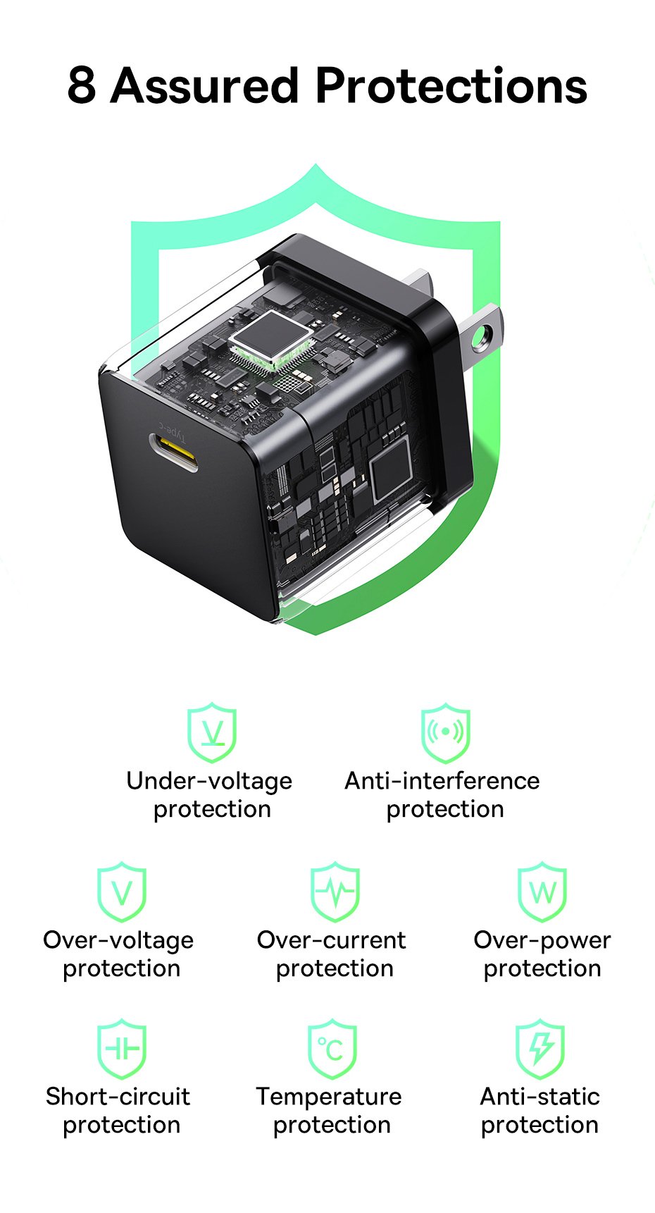 chube Combo Củ Sạc Nhanh Baseus Palm 1C 30W